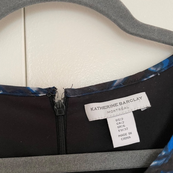 Katherine Barclay Montreal Abstract Print Blue Midi Shift Dress Size 2 - Picture 11 of 13